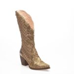 Gold cowboy embroidered boots