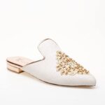 Embroidered linen mules