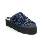 Embroidered jean platform