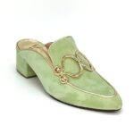 Green suede mule