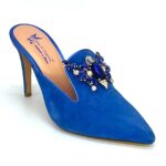 Blue leather heel