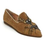 Embroidered brown loafer