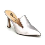 Silver leather heel