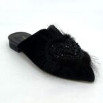 Black velvet mule