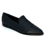 Black leather loafer