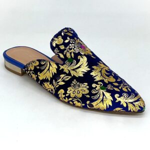 Blue velvet mule