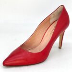 Red leather pump