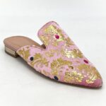 Pink velvet mule