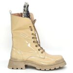 Beige patent boots