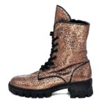 Bronze leather combat boot