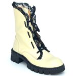 Beige leather boot
