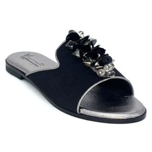 Black satin sandal