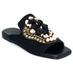 Black linen sandal