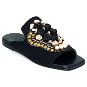 Black linen sandal