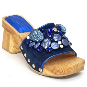 Blue suede clog