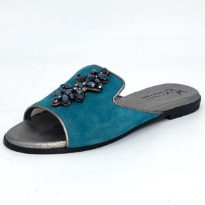 Blue suede leather sandal