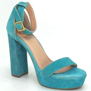 Cyan suede square heel