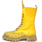 Yellow studs combat boot