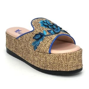 Blue embroidered platform