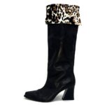 Black pony leather boot