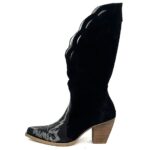 Black suede cowboy boot